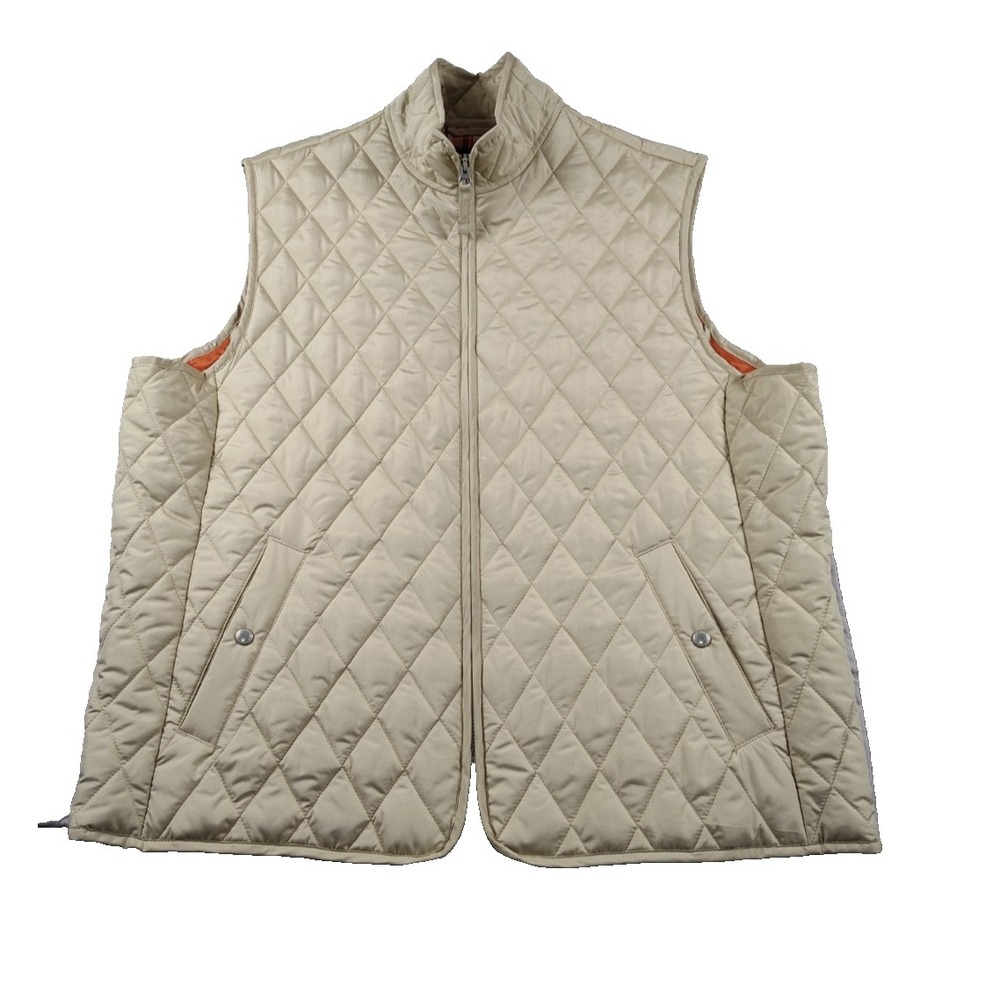 Lands End Women XL Tan Puffer Vest Lightweight Quilted Nylon Zip Gilet Jacket - Picture 2 of 12